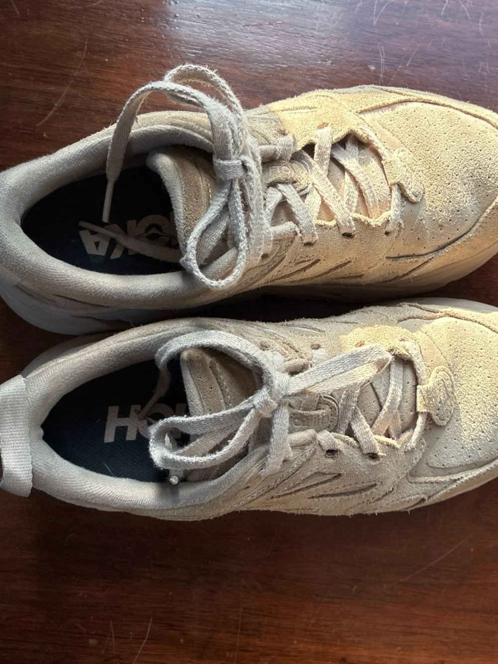 Hoka One One womens Suede Sneakers in Light Tan 7.5